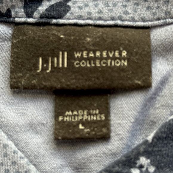 J. Jill Top Large Blue Floral Wearever Collection Pleated Back Tunic Lagenlook - Picture 5 of 7